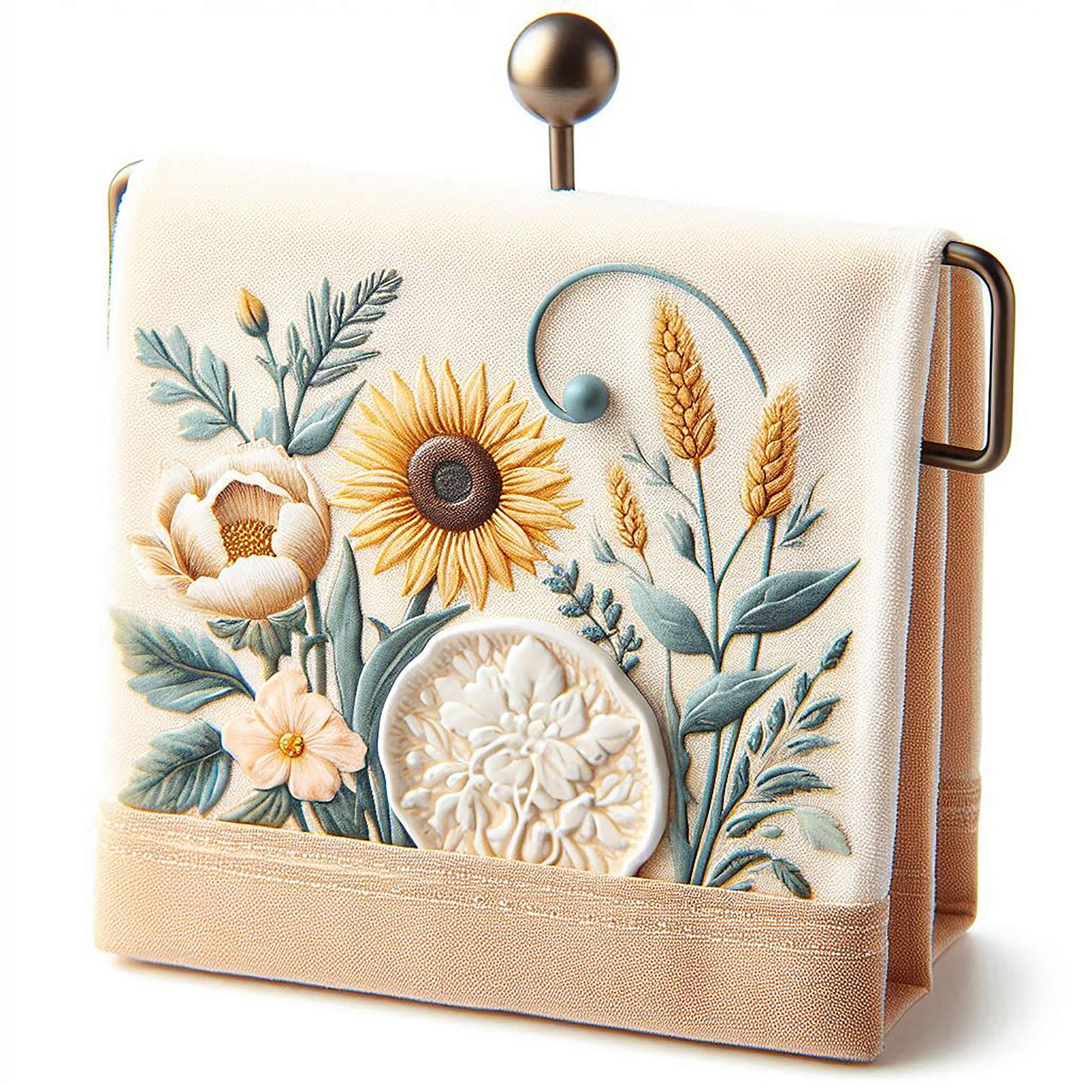 detailed floral patch on cotton bag